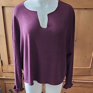 Z Supply V Neck Long Sleeve Tee Maroon Size M
